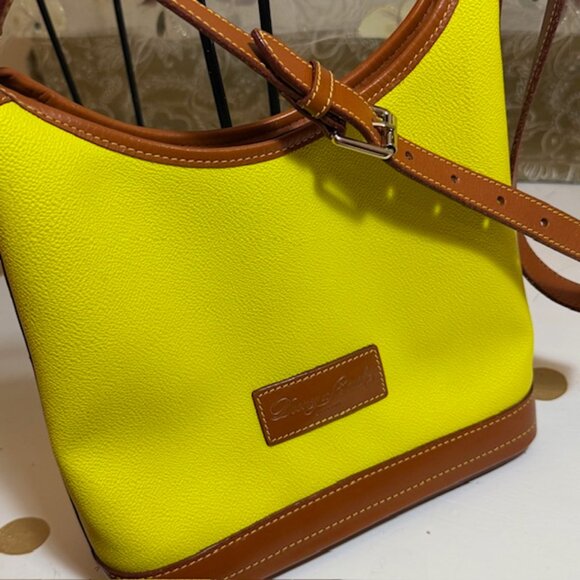 Dooney & Bourke, Small Leather Pebble Grain Hobo - Bright Yellow - Picture 3 of 16